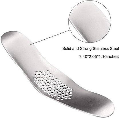 Garlic Press Stainless Steel Garlic Rocker with Silicone Peeler | 304 Stainless Steel Mincer Food Grade Silicone Peeler Garlics , Color Random Peeler