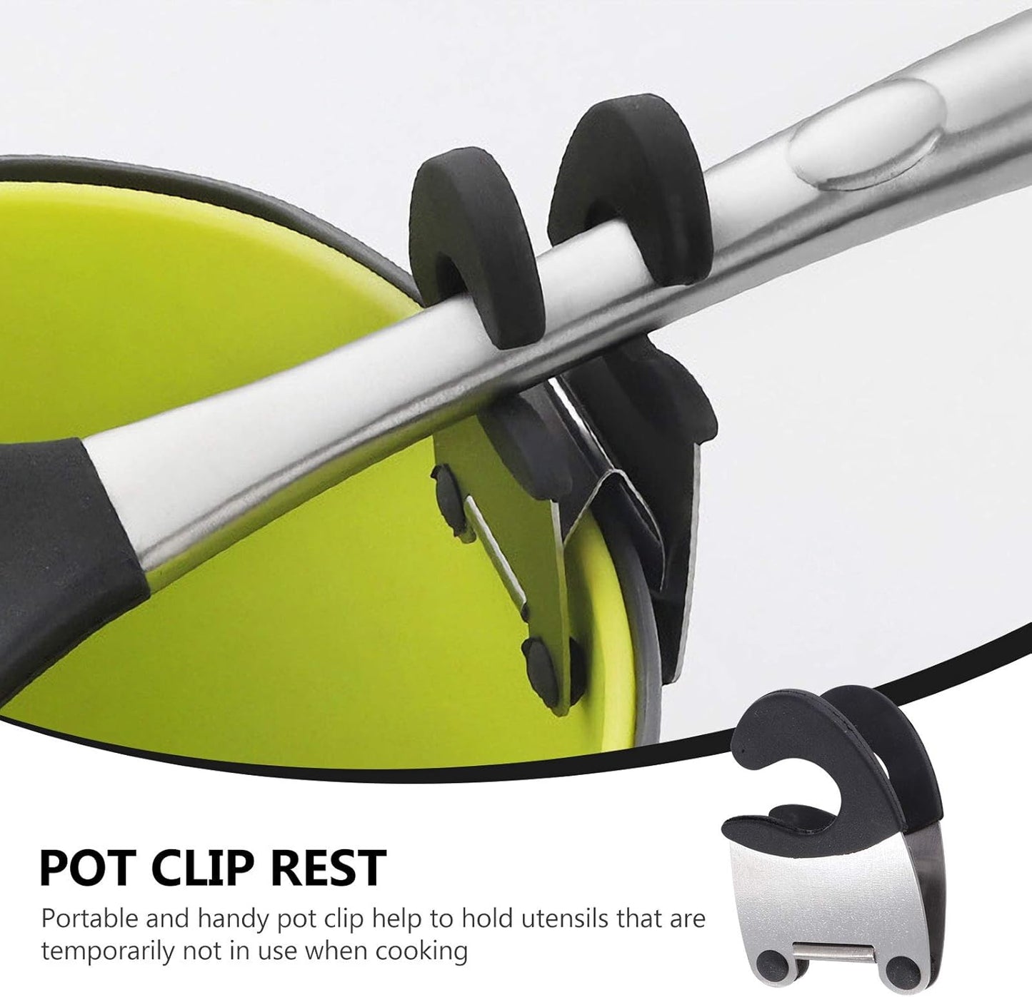 2pcs Pot Clip Holder Utensil Pot Clip Spoon Rest Stainless Steel Kitchen Gadget for Restaurant Home Utensil Rest (Black)