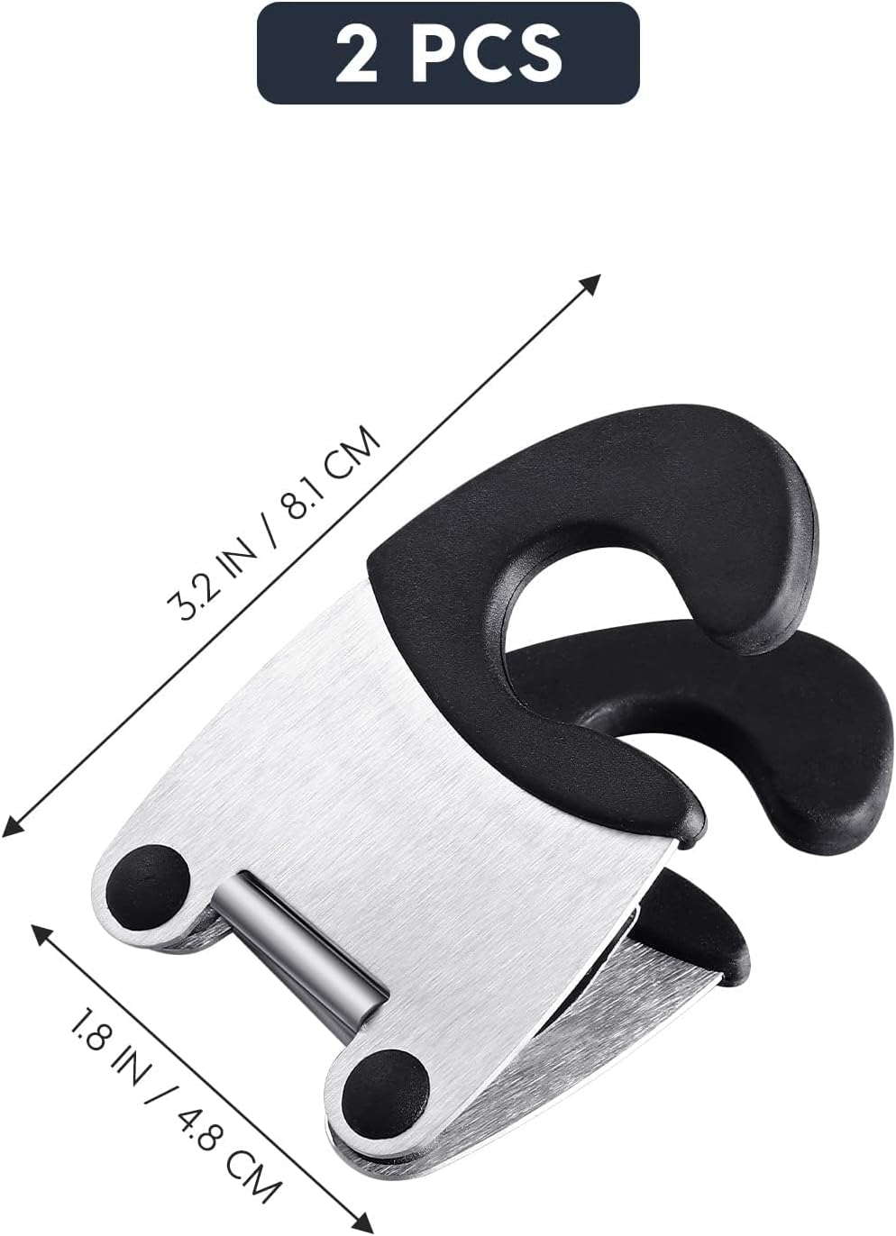 2pcs Pot Clip Holder Utensil Pot Clip Spoon Rest Stainless Steel Kitchen Gadget for Restaurant Home Utensil Rest (Black)