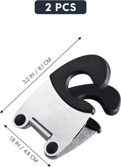 2pcs Pot Clip Holder Utensil Pot Clip Spoon Rest Stainless Steel Kitchen Gadget for Restaurant Home Utensil Rest (Black)
