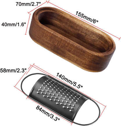 Box Cheese Grater With Container Stainless Steel Parmesan Cheese Grater With Wood Handle Shredder Zester Grater Box Kitchen Handheld Cheese Spoon Grater-Black Colour (Without Handle)