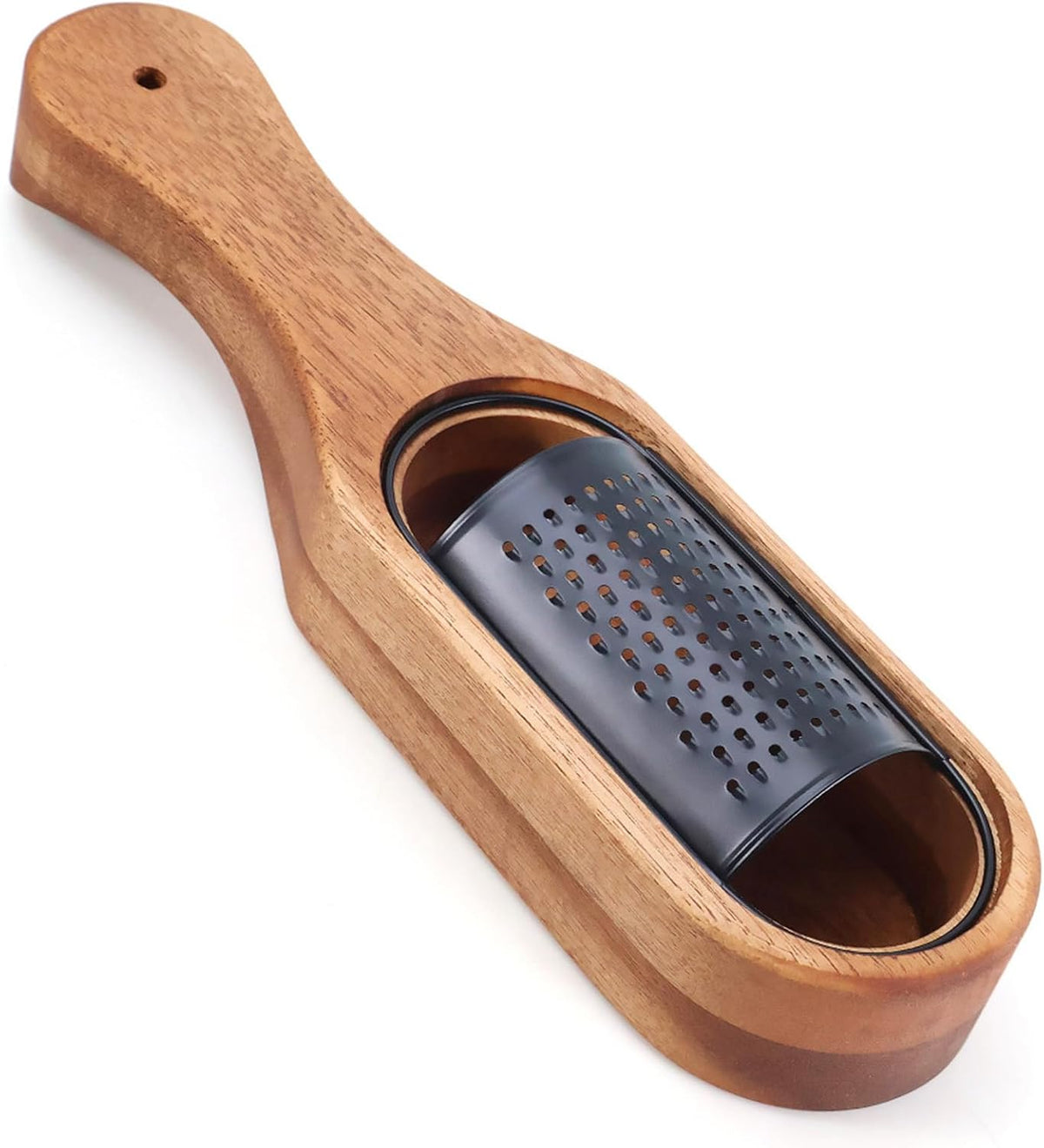 Box Cheese Grater With Container Stainless Steel Parmesan Cheese Grater With Wood Handle Shredder Zester Grater Box Kitchen Handheld Cheese Spoon Grater-Black Colour (Without Handle)