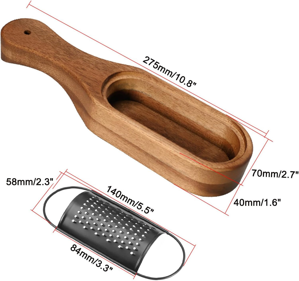 Box Cheese Grater With Container Stainless Steel Parmesan Cheese Grater With Wood Handle Shredder Zester Grater Box Kitchen Handheld Cheese Spoon Grater-Black Colour (Without Handle)