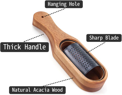 Box Cheese Grater With Container Stainless Steel Parmesan Cheese Grater With Wood Handle Shredder Zester Grater Box Kitchen Handheld Cheese Spoon Grater-Black Colour (Without Handle)