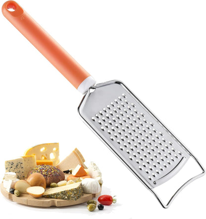 Cheese Grater with Handle, Stainless Steel Graters for Kitchen, Cheese Grater Lemon Zester Handheld, Great for Cheese, Ginger, Chocolate, Spices and More, Dishwasher Safe
