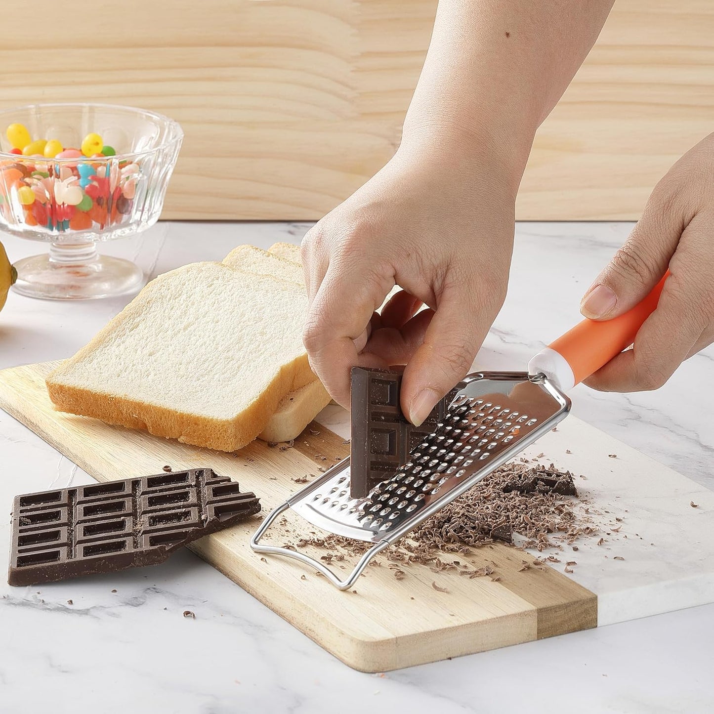 Cheese Grater with Handle, Stainless Steel Graters for Kitchen, Cheese Grater Lemon Zester Handheld, Great for Cheese, Ginger, Chocolate, Spices and More, Dishwasher Safe