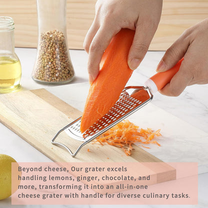 Cheese Grater with Handle, Stainless Steel Graters for Kitchen, Cheese Grater Lemon Zester Handheld, Great for Cheese, Ginger, Chocolate, Spices and More, Dishwasher Safe