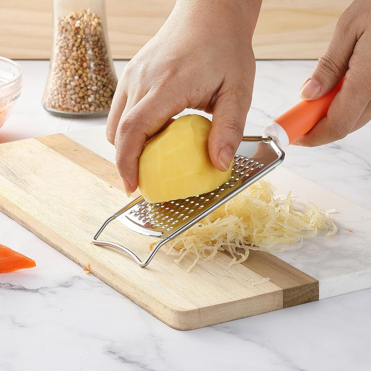 Cheese Grater with Handle, Stainless Steel Graters for Kitchen, Cheese Grater Lemon Zester Handheld, Great for Cheese, Ginger, Chocolate, Spices and More, Dishwasher Safe