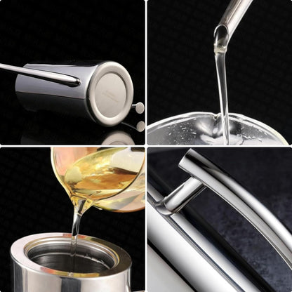 SUS304 24oz/700mL Stainless Steel Olive Oil Dispenser, Silver | Leakproof Oil Bottle, One-Piece Body, w/Long Spout Vertical Handle Kitchen Cruet for Precision Pouring