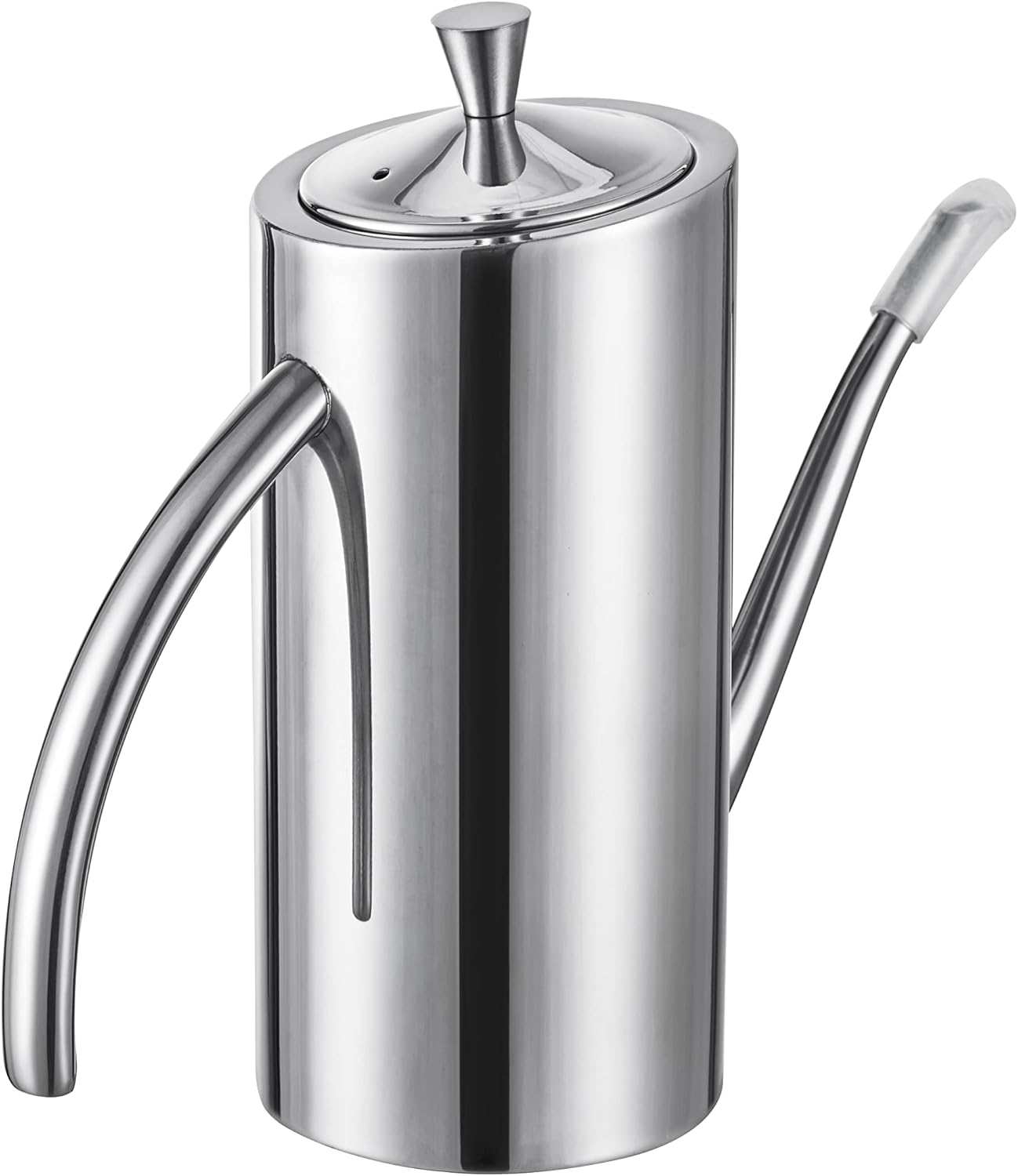SUS304 24oz/700mL Stainless Steel Olive Oil Dispenser, Silver | Leakproof Oil Bottle, One-Piece Body, w/Long Spout Vertical Handle Kitchen Cruet for Precision Pouring