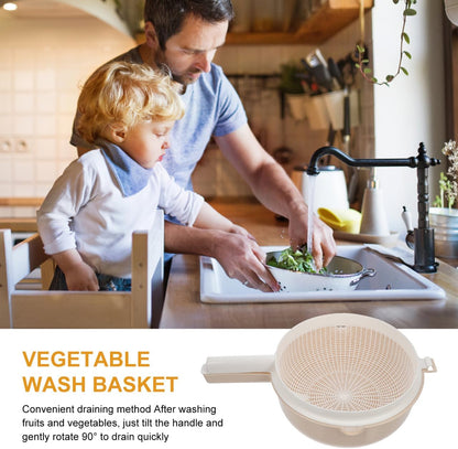 Double Layer Vegetable Washing Basket with Drain Strainer Bowl for Fruits Pasta Salad 13.38X9.05X4.33 Inch Kitchen Colander with Handle