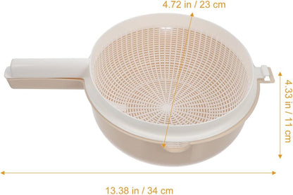 Double Layer Vegetable Washing Basket with Drain Strainer Bowl for Fruits Pasta Salad 13.38X9.05X4.33 Inch Kitchen Colander with Handle