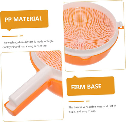 Double Layer Vegetable Washing Basket with Drain Strainer Bowl for Fruits Pasta Salad 13.38X9.05X4.33 Inch Kitchen Colander with Handle