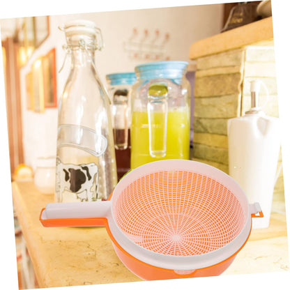 Double Layer Vegetable Washing Basket with Drain Strainer Bowl for Fruits Pasta Salad 13.38X9.05X4.33 Inch Kitchen Colander with Handle