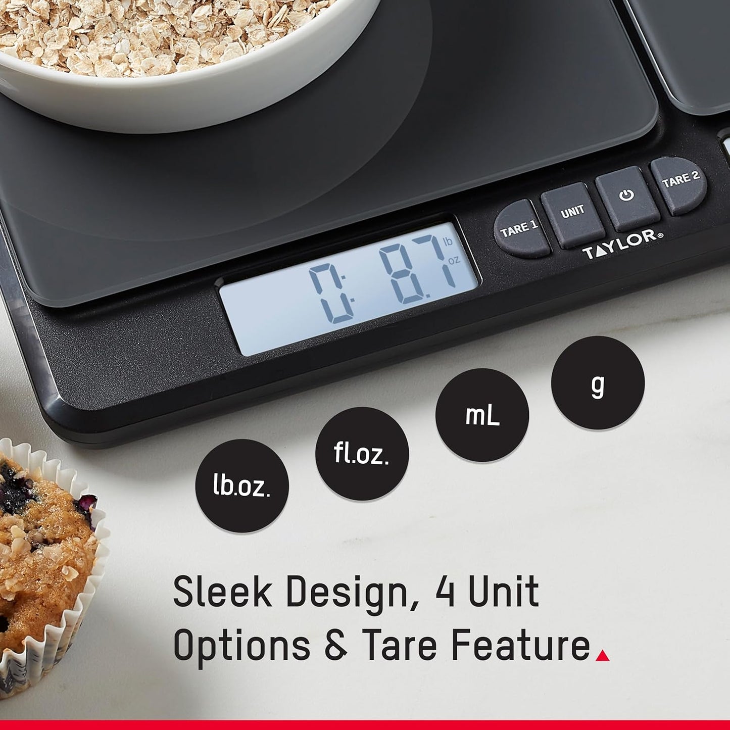 Dual Platform Food Kitchen Scale, Digital Grams and Ounces for Weight Loss, Baking, Cooking, Meal Prep, Spices, and Coffee, Backlit Display, Glass Platforms, 15lb, and 16oz Capacity, Black