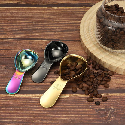2Pcs Stainless Steel Coffee Scoop, 15ml Short Handle Measuring Spoon for Ground Coffee Tea Sugar Kitchen Gifts, Rose gold