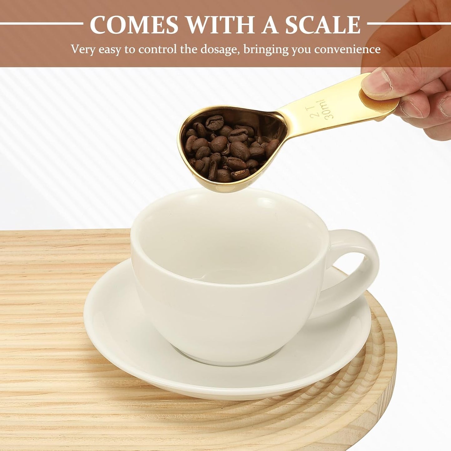 2Pcs Stainless Steel Coffee Scoop, 15ml Short Handle Measuring Spoon for Ground Coffee Tea Sugar Kitchen Gifts, Rose gold