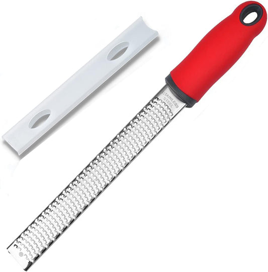 Citrus Zester & Cheese Grater-Parmesan Cheese, Lemon, Ginger, Garlic, Nutmeg, Vegetables, Fruits-Razor-Sharp Stainless Steel Blade Protectiv, , Yellow