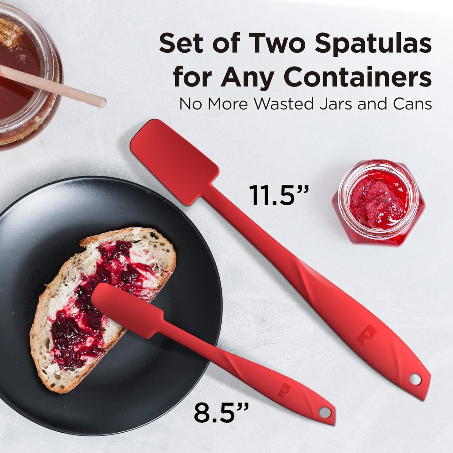 WaltzGrip Platinum Silicone Jar and Can Spatula Set, Red | Heat-Resistant, Dishwasher Safe, Ergonomic Grip, Perfect for Mixing and Scraping, Nonstick Cookware