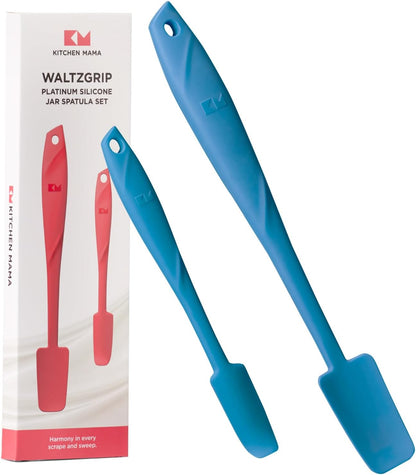 WaltzGrip Platinum Silicone Jar and Can Spatula Set, Red | Heat-Resistant, Dishwasher Safe, Ergonomic Grip, Perfect for Mixing and Scraping, Nonstick Cookware
