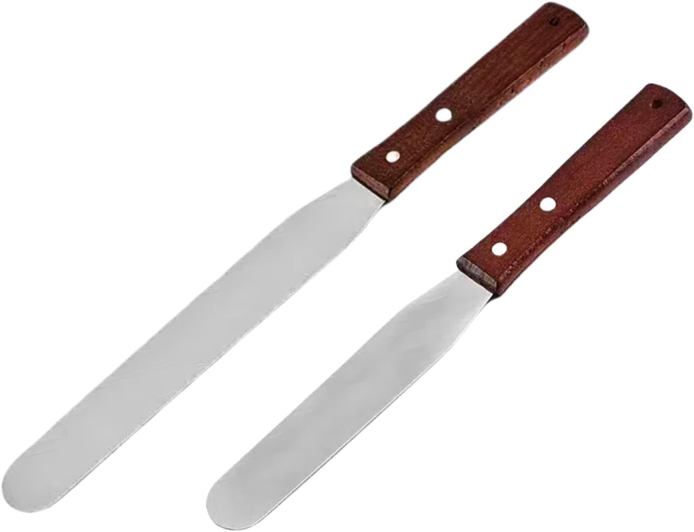 Straight Icing Spatula, Stainless Steel Spatula, 2-Pack Cake Spatula Set Wooden Handle 6 inch & 8 inch Blade Spatulas Metal Decorating Frosting Spatulas