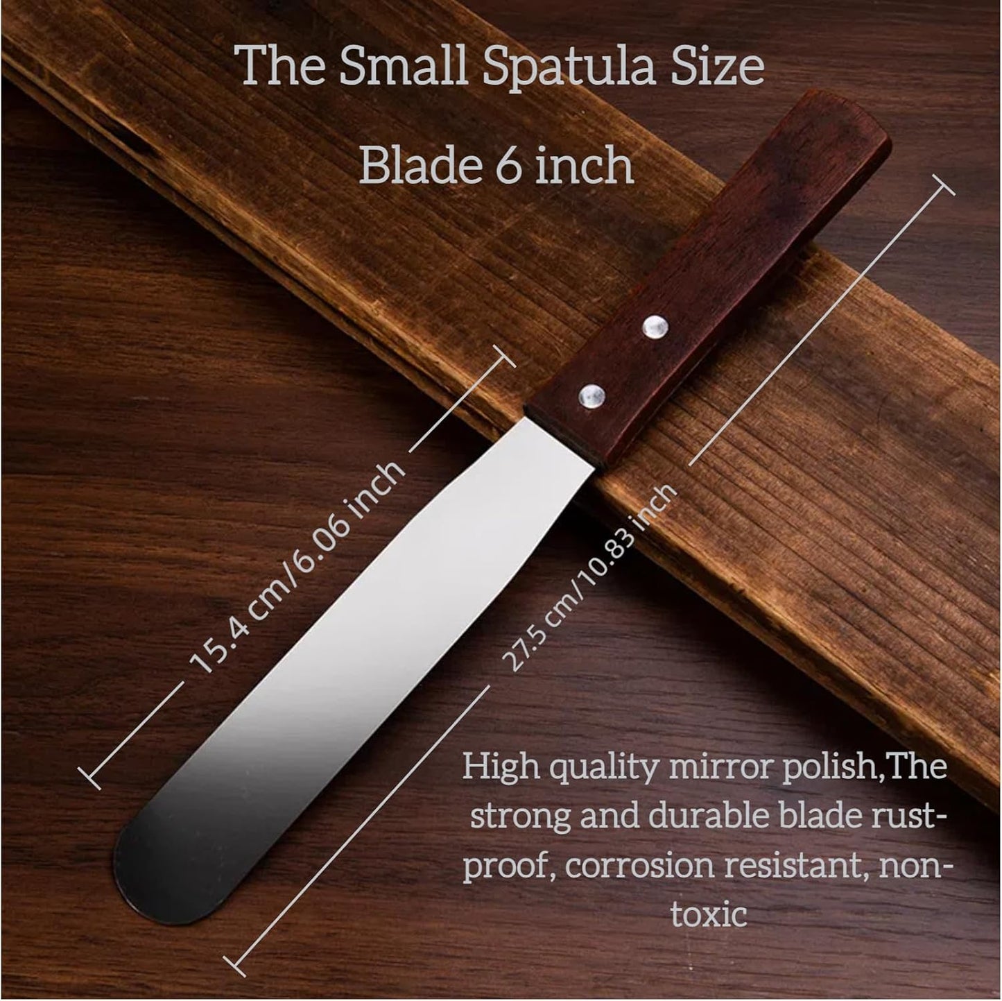Straight Icing Spatula, Stainless Steel Spatula, 2-Pack Cake Spatula Set Wooden Handle 6 inch & 8 inch Blade Spatulas Metal Decorating Frosting Spatulas