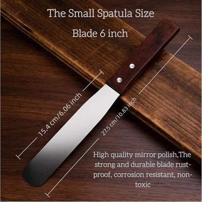 Straight Icing Spatula, Stainless Steel Spatula, 2-Pack Cake Spatula Set Wooden Handle 6 inch & 8 inch Blade Spatulas Metal Decorating Frosting Spatulas