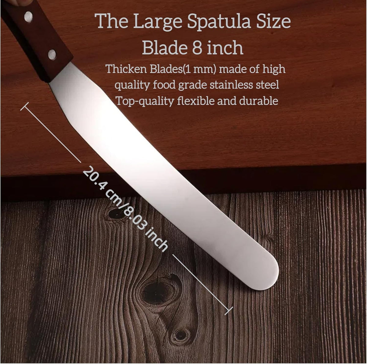 Straight Icing Spatula, Stainless Steel Spatula, 2-Pack Cake Spatula Set Wooden Handle 6 inch & 8 inch Blade Spatulas Metal Decorating Frosting Spatulas