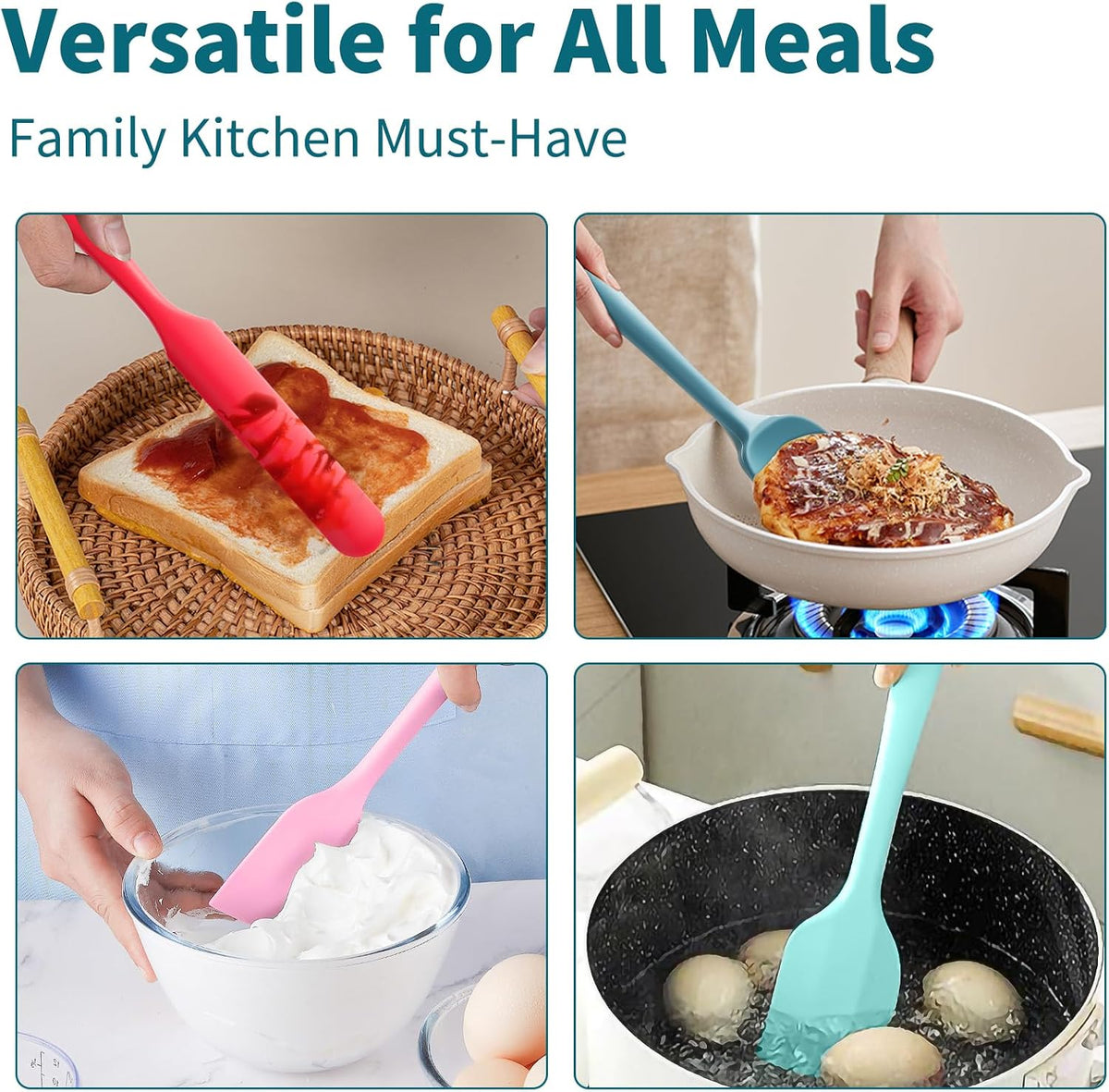 5-Piece Silicone Spatula Set, One-Piece, Heat-Resistant to 600°F