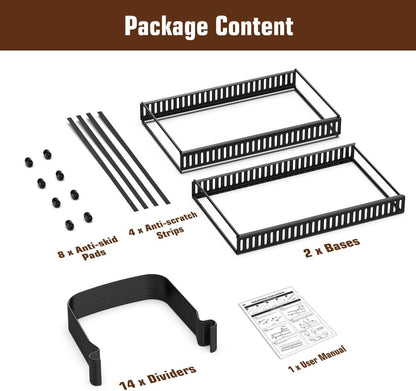 Cutting Board and Baking Tray Cookie Sheet Organizer, Black | 12"-23" Expandable, 14 Adjustable Dividers, Sturdy Metal Construction, Easy Assembly