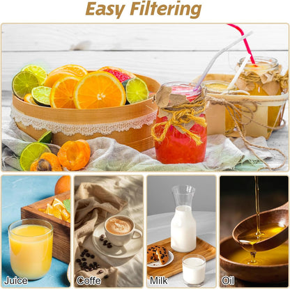 4 Pcs 200 Mesh Food Filter Strainer, Oil Strainer for Deep Fryer, Fine Nylon Mesh Sieve for Cooking Oil Milk Juice Wine Cheese Whey Grease Coffee Grease Filter, 5 Inch White
