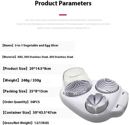 3 in 1 Egg Slicer for Kitchen – Multi-Functional Strawberry Banana Mushroom Cutter, ABS Safe Wire Blade, 3 Slice Modes, Dishwasher Safe, Lightweight 120 g, Gift for Salad Lover