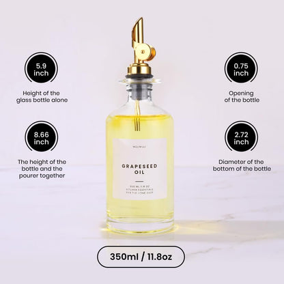 Premium Olive Oil Dispenser Bottles for Kitchen with Pourer - Oil and Vinegar Dispenser Set, Glass Dispenser for Kitchen, Dispenser Bottle of 350ml - Set of 2