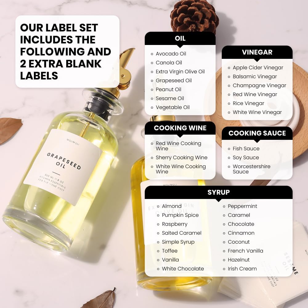 Premium Olive Oil Dispenser Bottles for Kitchen with Pourer - Oil and Vinegar Dispenser Set, Glass Dispenser for Kitchen, Dispenser Bottle of 350ml - Set of 2