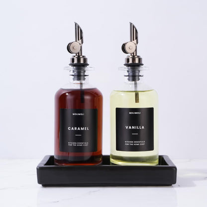 Premium Olive Oil Dispenser Bottles for Kitchen with Pourer - Oil and Vinegar Dispenser Set, Glass Dispenser for Kitchen, Dispenser Bottle of 350ml - Set of 2