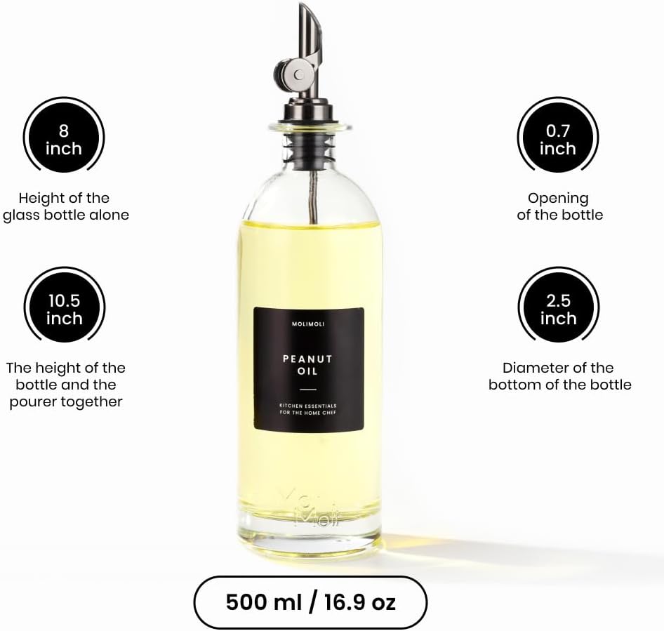 Premium Olive Oil Dispenser Bottles for Kitchen with Pourer - Oil and Vinegar Dispenser Set, Glass Dispenser for Kitchen, Dispenser Bottle of 350ml - Set of 2