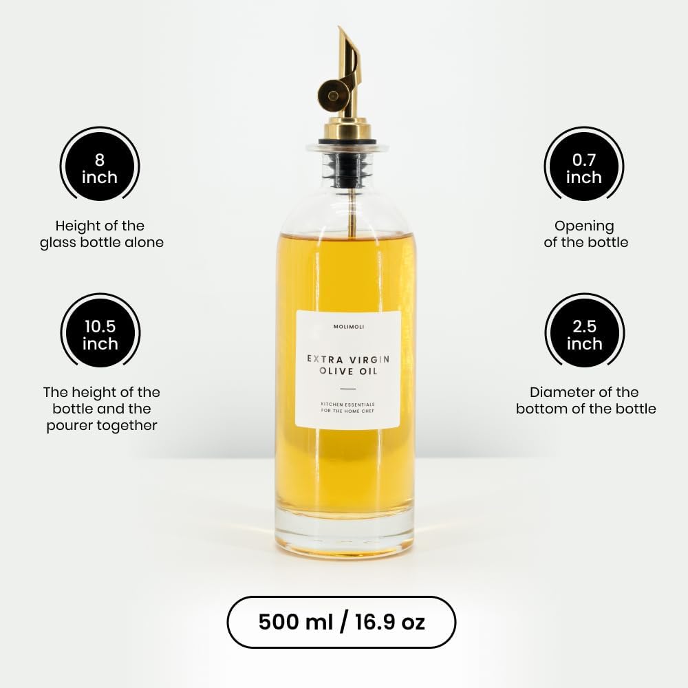 Premium Olive Oil Dispenser Bottles for Kitchen with Pourer - Oil and Vinegar Dispenser Set, Glass Dispenser for Kitchen, Dispenser Bottle of 350ml - Set of 2