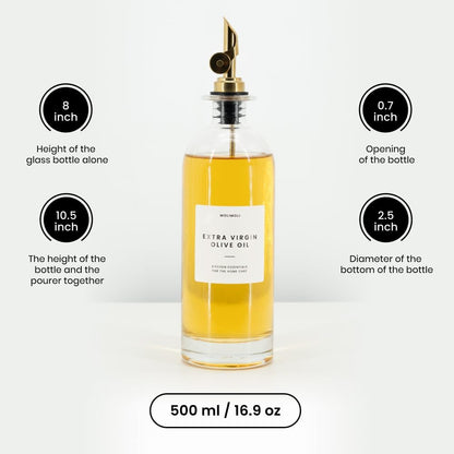 Premium Olive Oil Dispenser Bottles for Kitchen with Pourer - Oil and Vinegar Dispenser Set, Glass Dispenser for Kitchen, Dispenser Bottle of 350ml - Set of 2