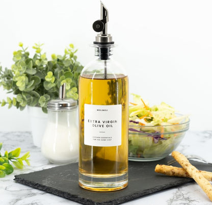Premium Olive Oil Dispenser Bottles for Kitchen with Pourer - Oil and Vinegar Dispenser Set, Glass Dispenser for Kitchen, Dispenser Bottle of 350ml - Set of 2