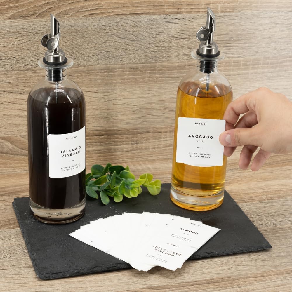 Premium Olive Oil Dispenser Bottles for Kitchen with Pourer - Oil and Vinegar Dispenser Set, Glass Dispenser for Kitchen, Dispenser Bottle of 350ml - Set of 2