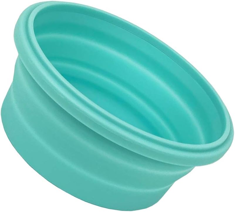 Collapsible Bowl Silicone Collapsible Container Food Storage Containers Collapsible Camping Bowl for Travel Camping Hiking with Airtight Plastic Lids and 2Pack Silicone Dish Sponges- Blue, 1200ml