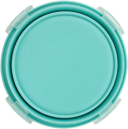 Collapsible Bowl Silicone Collapsible Container Food Storage Containers Collapsible Camping Bowl for Travel Camping Hiking with Airtight Plastic Lids and 2Pack Silicone Dish Sponges- Blue, 1200ml