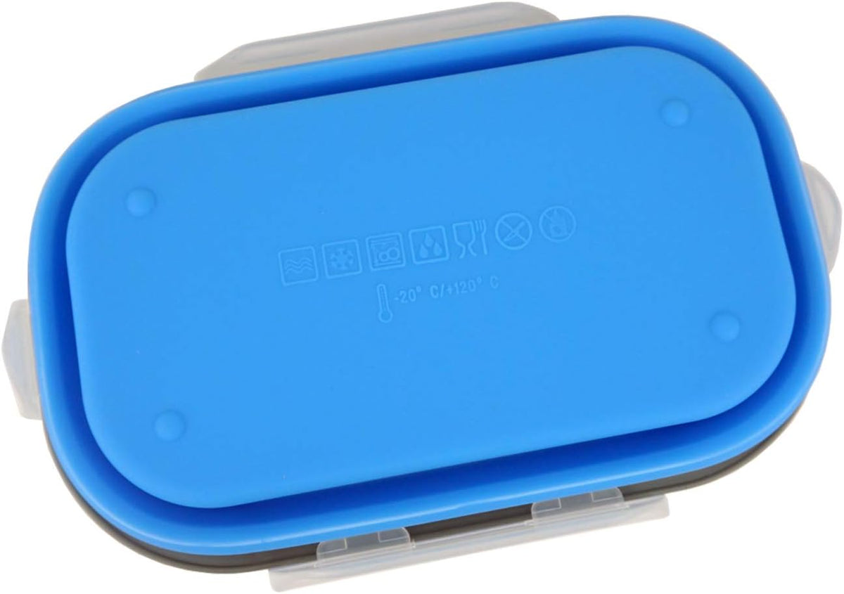 Collapsible Bowl Silicone Collapsible Container Food Storage Containers Collapsible Camping Bowl for Travel Camping Hiking with Airtight Plastic Lids and 2Pack Silicone Dish Sponges- Blue, 1200ml