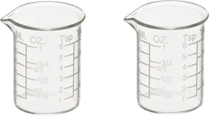 Ackers Etching Scale Measuring Glass V-Shaped Spout Made of High Borosilicate Glass Measuring for Kitchen or Restaurant, Easy to Read,30ML (1 Oz) 丨(2 Pack)