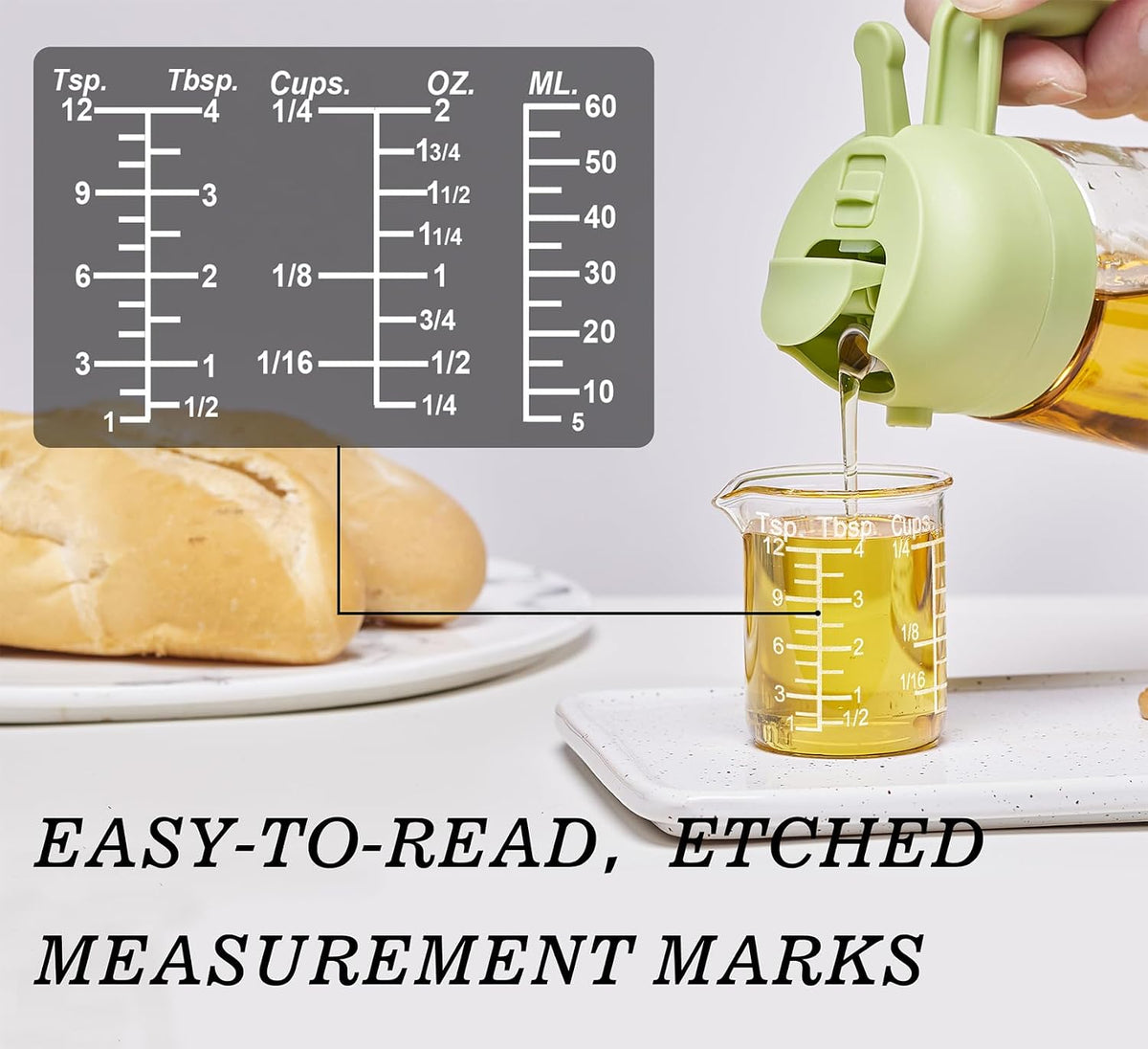 Ackers Etching Scale Measuring Glass V-Shaped Spout Made of High Borosilicate Glass Measuring for Kitchen or Restaurant, Easy to Read,30ML (1 Oz) 丨(2 Pack)