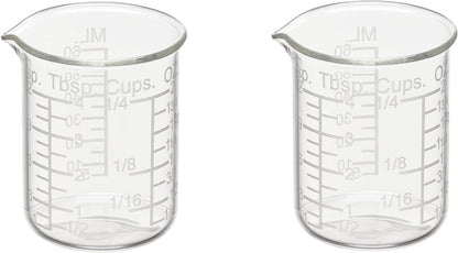 Ackers Etching Scale Measuring Glass V-Shaped Spout Made of High Borosilicate Glass Measuring for Kitchen or Restaurant, Easy to Read,30ML (1 Oz) 丨(2 Pack)