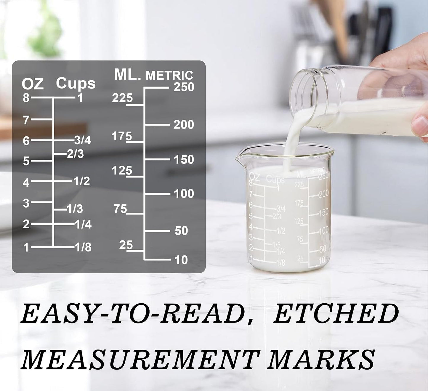 Ackers Etching Scale Measuring Glass V-Shaped Spout Made of High Borosilicate Glass Measuring for Kitchen or Restaurant, Easy to Read,30ML (1 Oz) 丨(2 Pack)