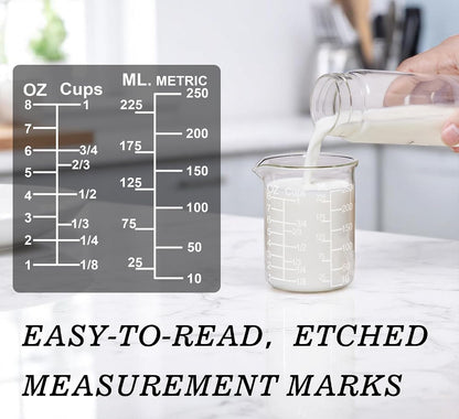 Ackers Etching Scale Measuring Glass V-Shaped Spout Made of High Borosilicate Glass Measuring for Kitchen or Restaurant, Easy to Read,30ML (1 Oz) 丨(2 Pack)