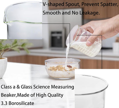 Ackers Etching Scale Measuring Glass V-Shaped Spout Made of High Borosilicate Glass Measuring for Kitchen or Restaurant, Easy to Read,30ML (1 Oz) 丨(2 Pack)