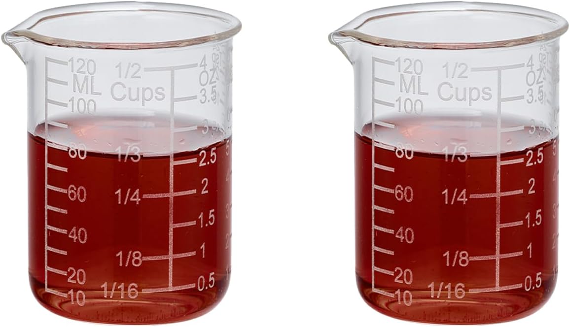 Ackers Etching Scale Measuring Glass V-Shaped Spout Made of High Borosilicate Glass Measuring for Kitchen or Restaurant, Easy to Read,30ML (1 Oz) 丨(2 Pack)